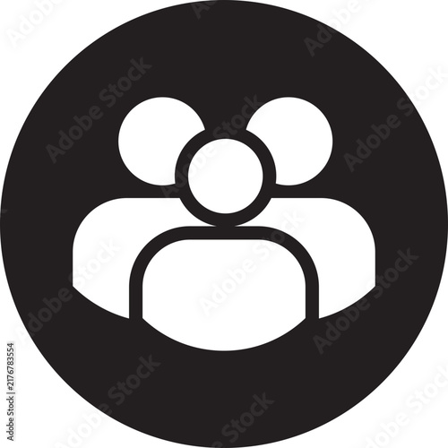 Team group icon with three people figures in a circle frame isolated on transparent background