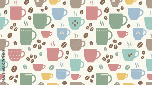 Cozy Coffee Cup Pattern with Beans - Isolated
