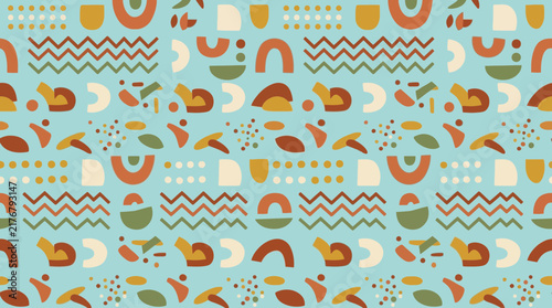 Retro Abstract Shapes Pattern, Vintage Geometric Design, Transparent Background