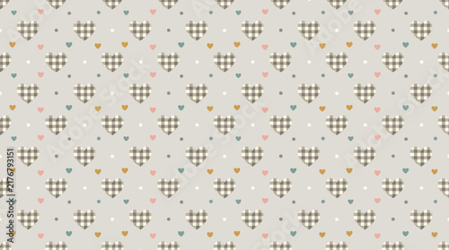 Seamless Pattern of Hearts and Dots, Cute Background, Romantic Design