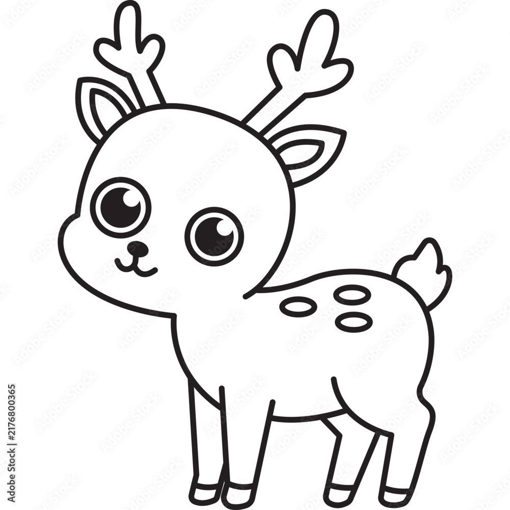 Obraz premium Cute Deer Coloring Page Illustration