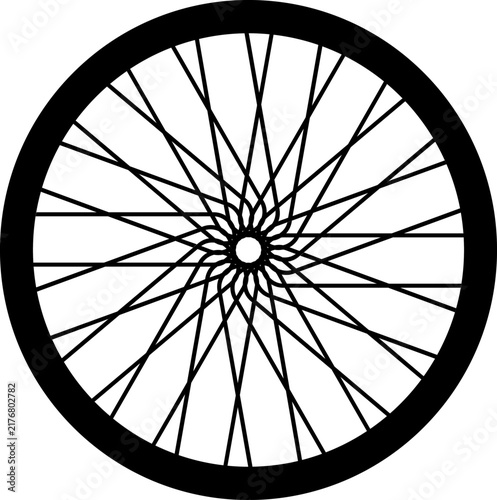 Bicycle Wheel Icon with Spokes in a Unique Geometric Pattern