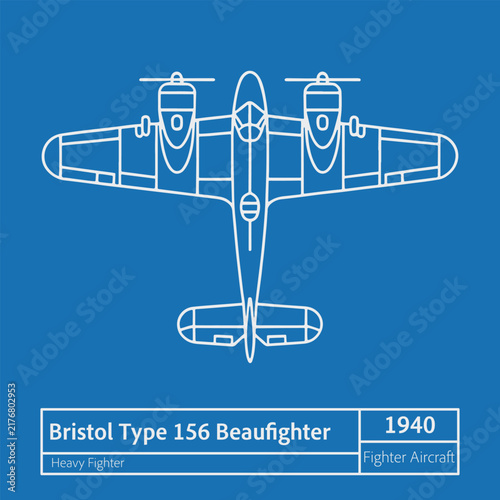 Bristol Type 156 Beaufighter - Vector Illustration 