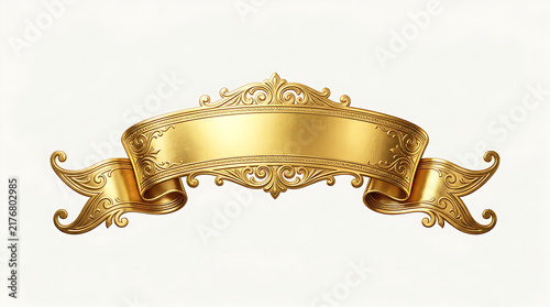 Golden ornate scroll banner vector illustration for luxury design element