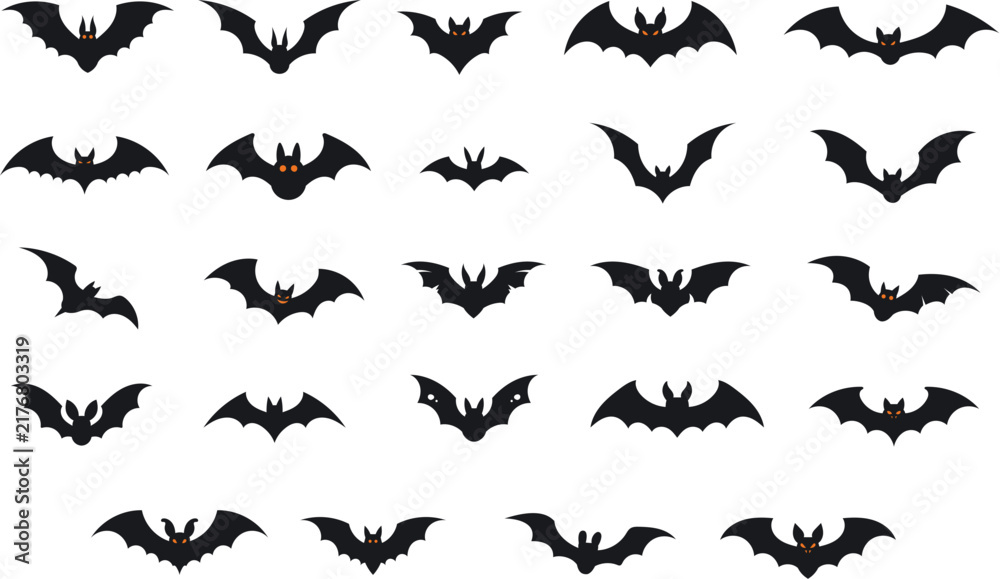 Fototapeta premium Halloween Bat Silhouette Illustration Collection for Spooky Design