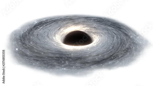 Glowing black hole with accretion disk in space