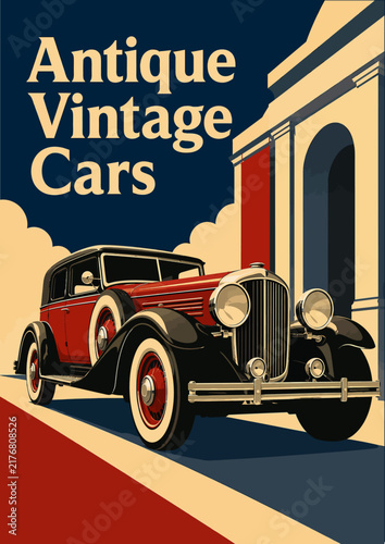 _0102-01-Classic luxury automobile advertisement poster showcasing vintage design elements