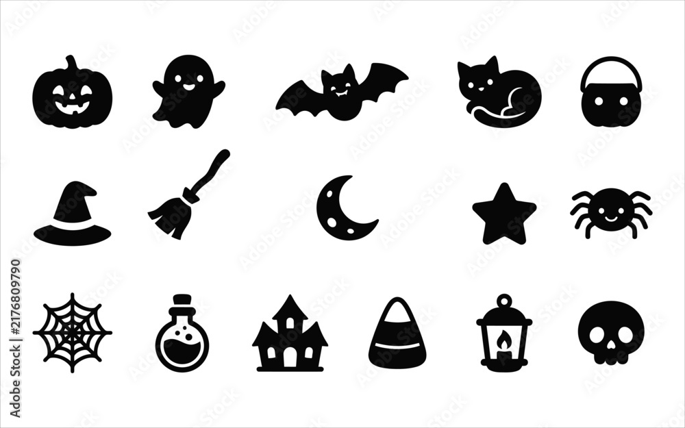 Fototapeta premium Halloween-themed icons and symbols for spooky holiday design