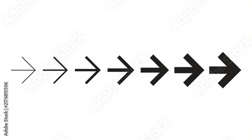 arrow series from thin to thick vector set.