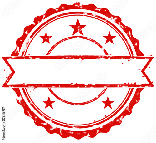 Red Approved Certification Seal Badge with Stars and Grunge Stamp Design