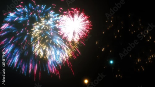 Colorful Fireworks Display at Night Celebration