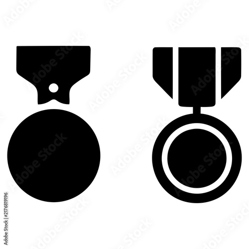 Foto Military Honor Medal Glyph Icon Set for Veteran Service and Championship Victory