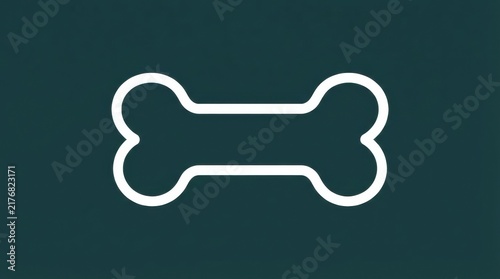 Simple white dog bone icon isolated on a dark green background