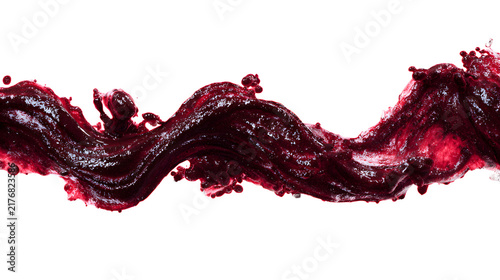A swirling stream of red liquid on a white background