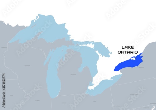 Map of the Great Lakes in North America, map of Lake Ontario