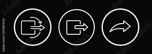 Fotografie Exit and share arrow icon set featuring various navigational symbols for mobile application interfaces and website design buttons in clean linear black style