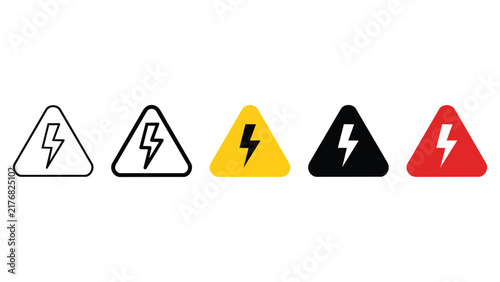 High voltage electrical hazard warning sign collection with lightning bolt symbols electrical electricity lightning triangle collection security