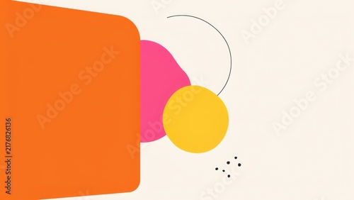 Modern abstract geometric shapes with curved lines and dots
