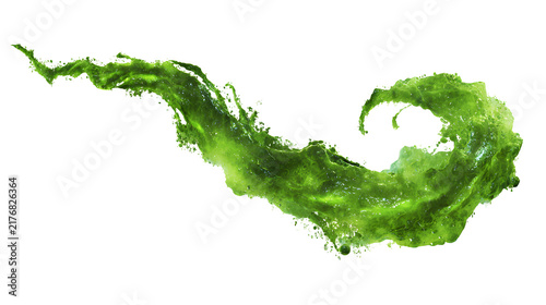 A twisting green liquid splash