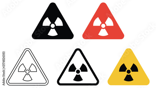 Foto Radioactive hazard danger warning sign collection in various color options and d