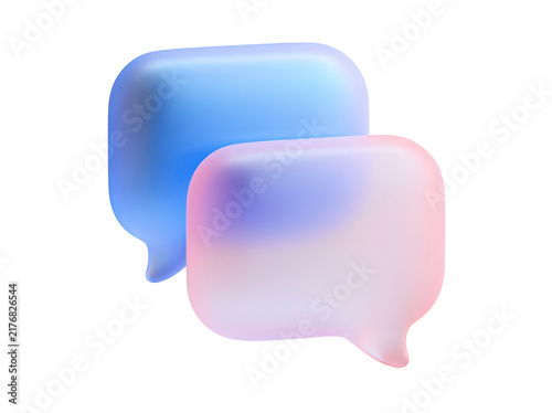 3D speech bubbles with soft gradient colors for communication and messaging concepts