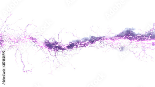 Purple lightning bolt with branches on white background
