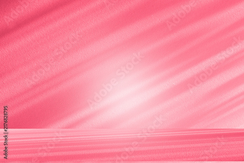 Wall interior background, studio and backdrops show products.with shadow from window color pink background for text insertion and presentation interior decoration	