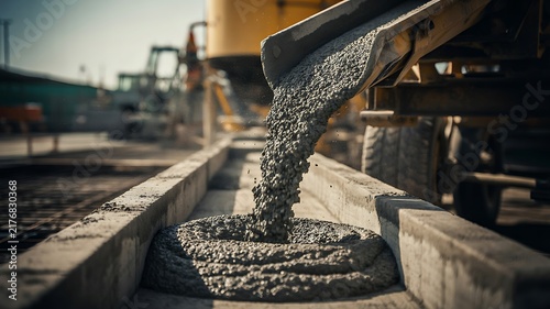 Concrete pouring at construction site for modern infrastructure development