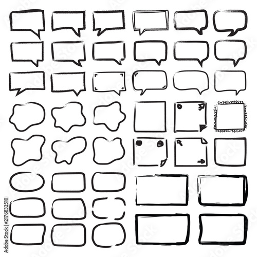 Hand Drawn Speech Bubbles and Shapes Collection with Copy Space for Text in a Simple Vector Style