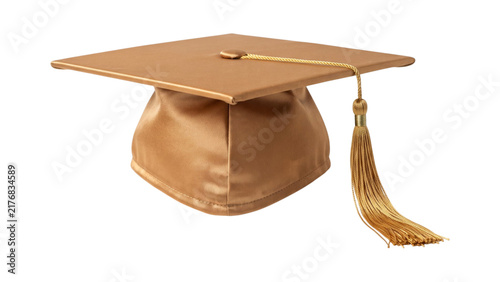 Cuadro en lienzo Golden graduation cap with tassel for academic achievement and university commencement celebration