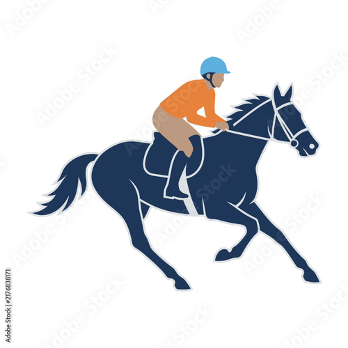 Cuadro en lienzo Illustration of a Jockey Riding a Galloping Horse