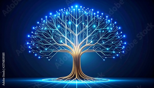 Glowing digital brain with neural network connections.