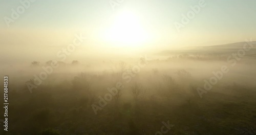 Sunrise over a foggy valley in Yorkhsire Dales