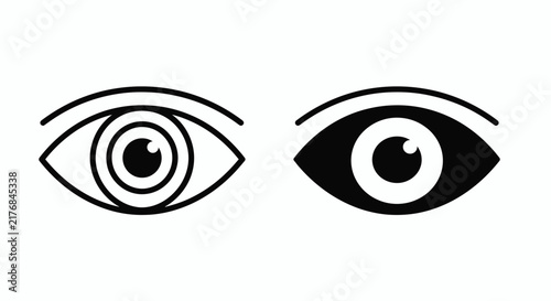 Two stylized human eyes are depicted in a black and white vector illustration