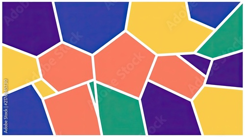 Abstract colorful mosaic pattern with geometric shapes and white lines