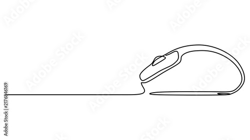 continuous line animation of computer mouse. Cursor tool for digital display, Computer optical mouse tool one line art animation, hand drawn input office device, idea laptop internet work drawing pro.