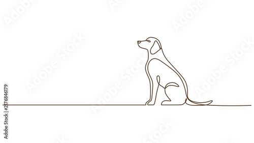 Continuous Line Drawing Animation of a Labrador Puppy Dog Silhouette, Sitting dog continuous line drawing animation for pet care and animal concepts, Full length one line animation. 4K, dog day, Dog.