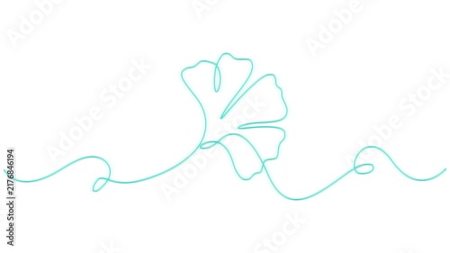 self drawing ginkgo autumn fall animation continuous one line drawing, Ginko leaf animation elegance continuous line drawing motion graphics, minimalistic and elegant layout,  Full length animation on