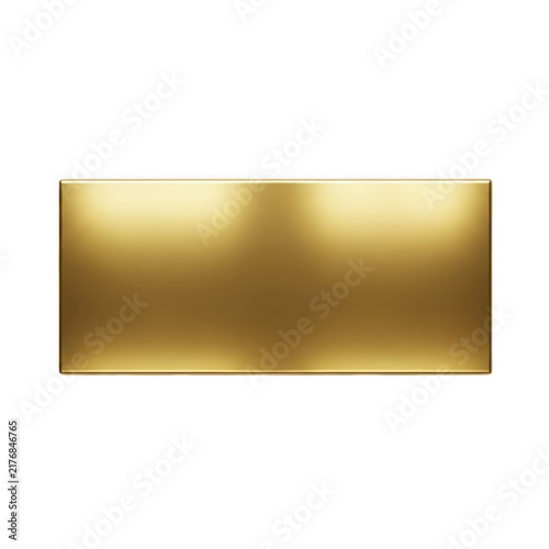 Shiny gold metal plate with a smooth and reflective surface texture isolated on transparent background