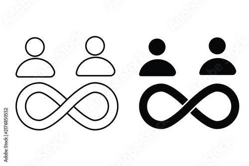 Vector illustration of two person symbols connected by an infinity sign for eternal relations.