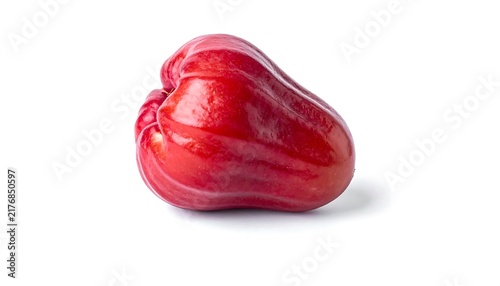 Glossy red apple isolated on white background.