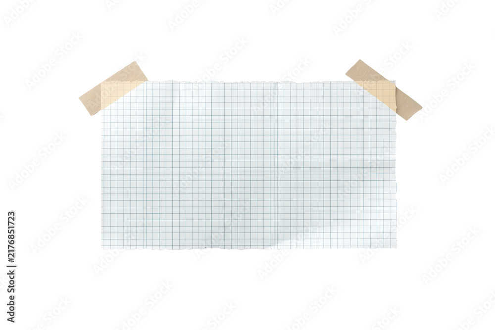 Obraz premium Blank graph paper attached with two tape pieces