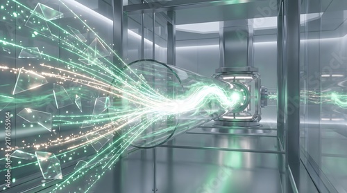 Futuristic Particle Accelerator Experiment with Green Energy Beam in High-Tech Laboratory