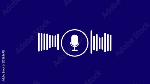 Microphone icon animation on green background. music bar in microphone icon of Motion graphics concept. 4k