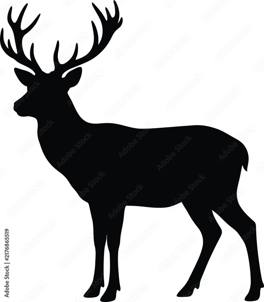 Fototapeta premium Stag silhouette vector. Deer vector icon set