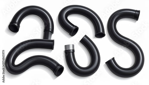 Black Rubber Pipes Set for Plumbing and Construction