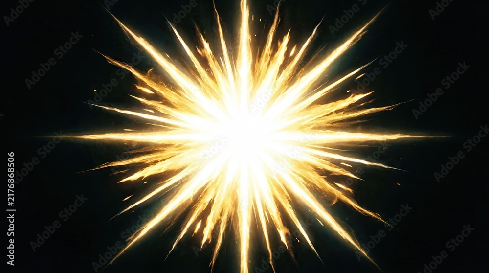 Fototapeta premium Golden starburst explosion on black background