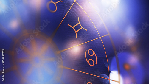 Konstfotografi Astrology zodiac signs displayed with symbols and celestial elements in a cosmic