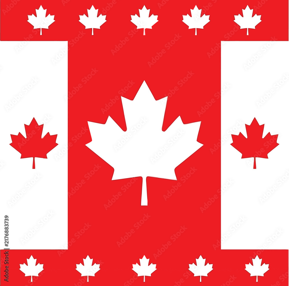Fototapeta premium Adobe Illustrator Artwork Canadian Maple Leaf Flag Inspired Red and White Pattern
