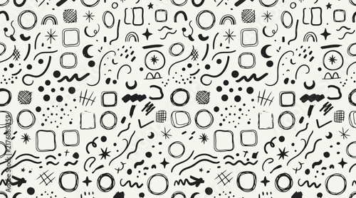 Colorful set of hand-drawn stationery icons